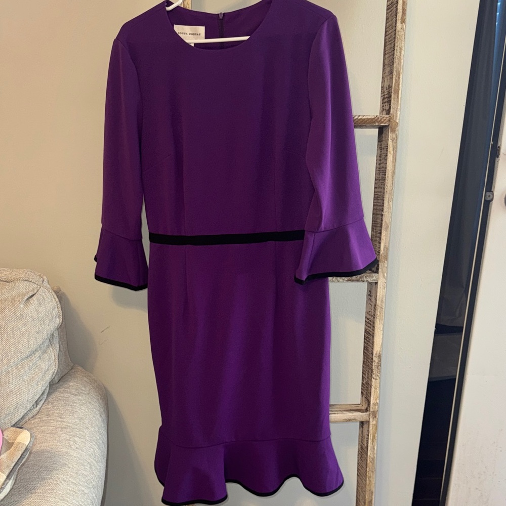 Donna Morgan Vibrant Purple Long Sleeve Dress